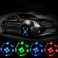 Weatherproof LED Tyre Lights compatible with US and UK tire valves.