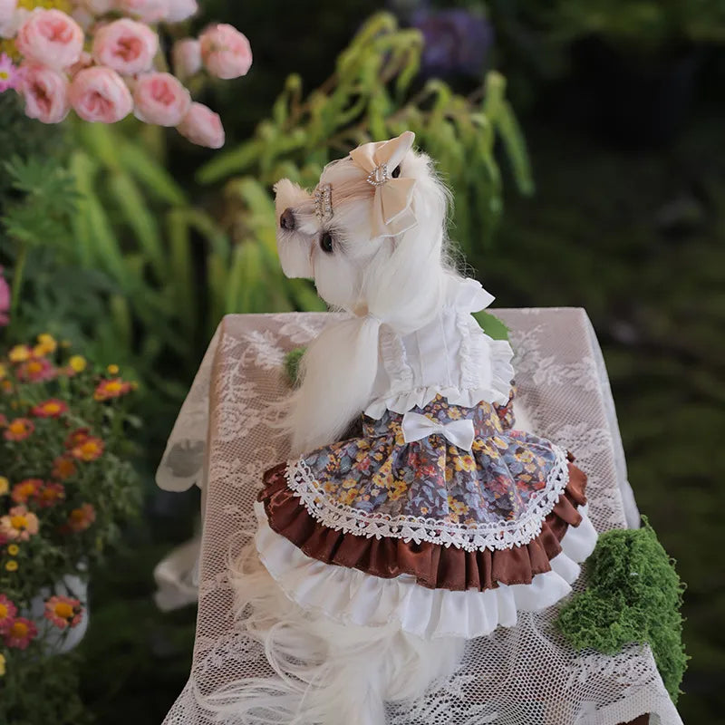 Cat and dog clothes lolita floral dress - New HomeGoods