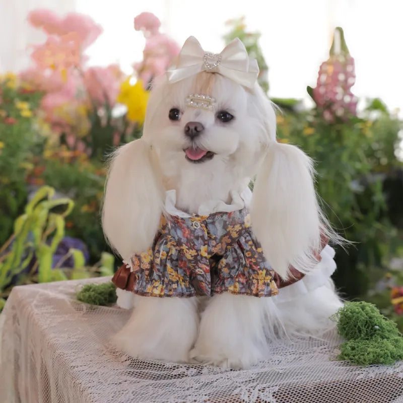 Cat and dog clothes lolita floral dress - New HomeGoods