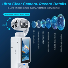 Portable Ultra HD Video Recorder with 180° Rotating Lens