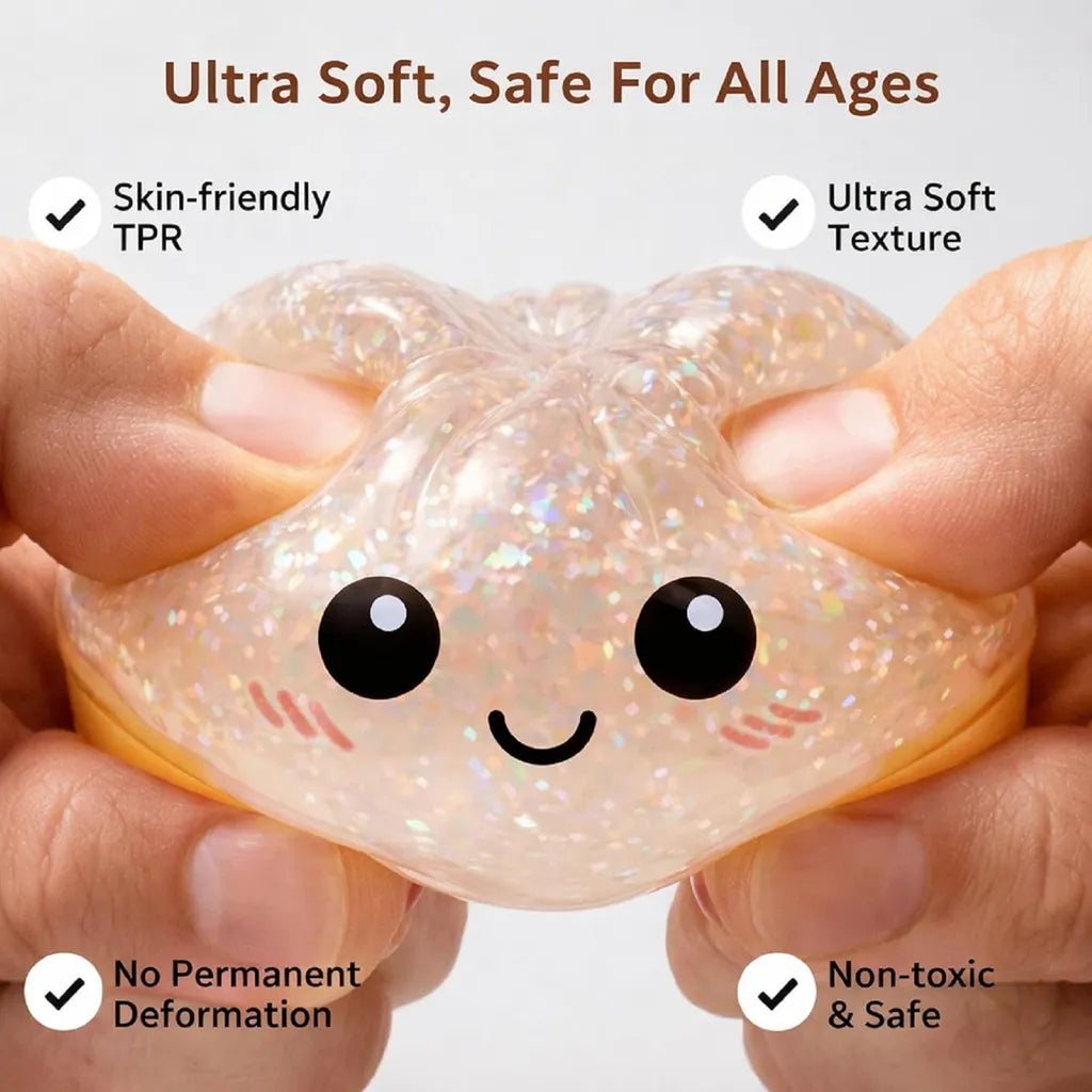 Ultra soft TPR glitter dumpling squishy toy, non-toxic, safe, no permanent deformation