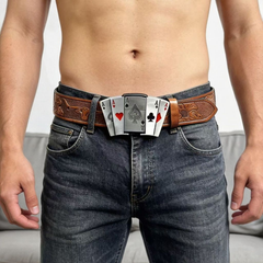 Retro Western-Style Belt with Concealed Lighter/Dagger