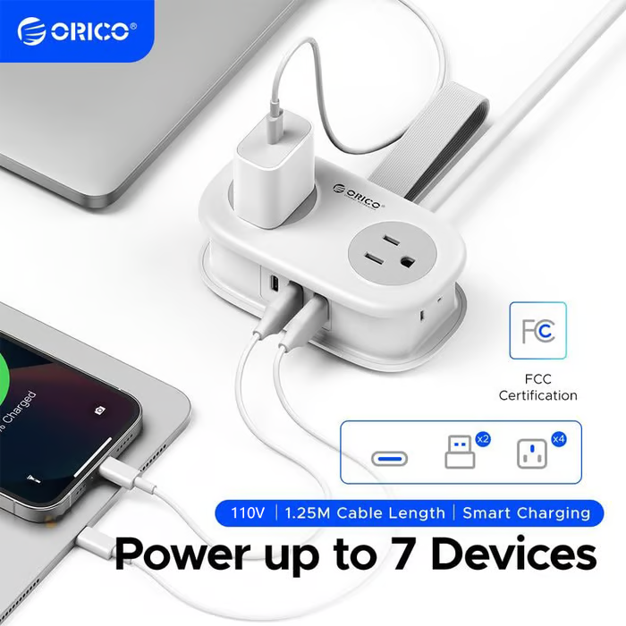 Travel Power Strip, ORICO 4 Outlets 2 USB Ports (1 USB C) with 4FT Wrapped Short Extension Cord Small Power Strip New HomeGoods
