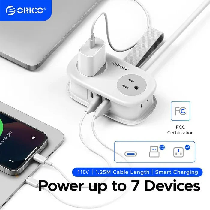 Travel Power Strip, ORICO 4 Outlets 2 USB Ports (1 USB C) with 4FT Wrapped Short Extension Cord Small Power Strip New HomeGoods