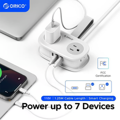 Travel Power Strip, ORICO 4 Outlets 2 USB Ports (1 USB C) with 4FT Wrapped Short Extension Cord Small Power Strip New HomeGoods