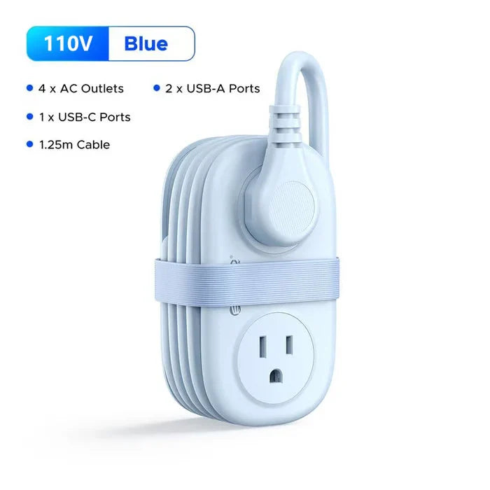 Travel Power Strip, ORICO 4 Outlets 2 USB Ports (1 USB C) with 4FT Wrapped Short Extension Cord Small Power Strip New HomeGoods