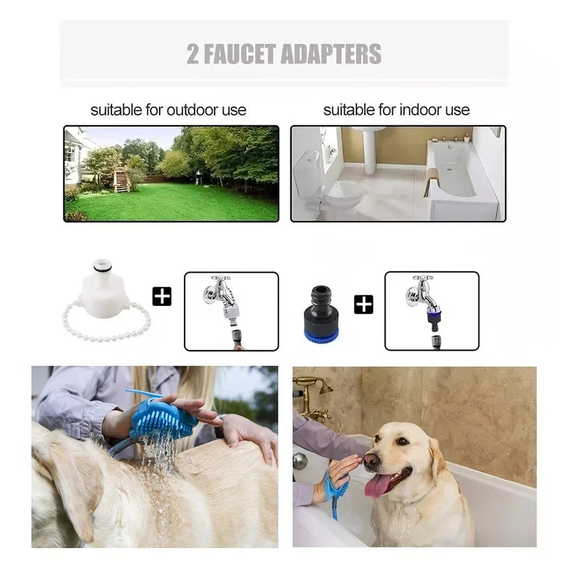 2-in-1 Pet Bathing Tool Shower Sprayer Scrubber