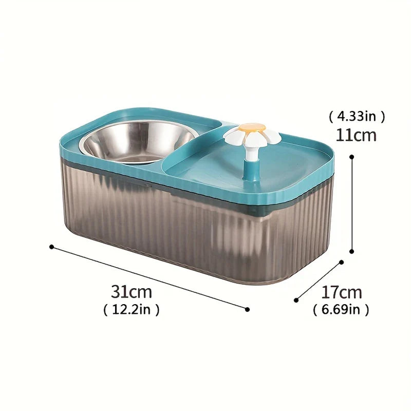 2-in-1 Pet Water Fountain and Food Bowl Set