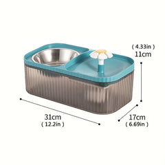 2-in-1 Pet Water Fountain and Food Bowl Set