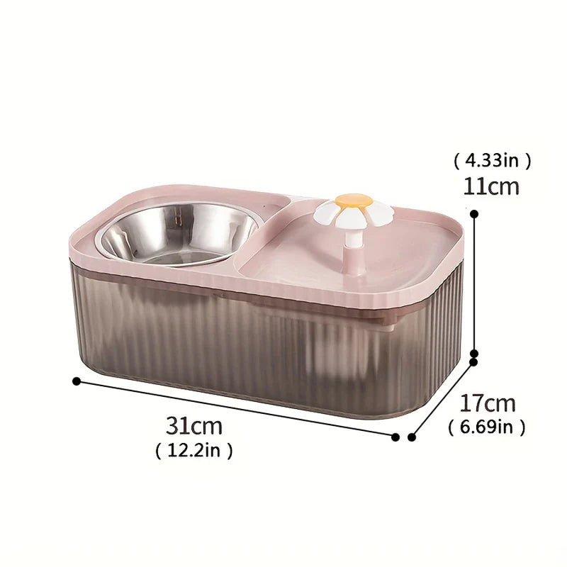 2-in-1 Pet Water Fountain and Food Bowl Set