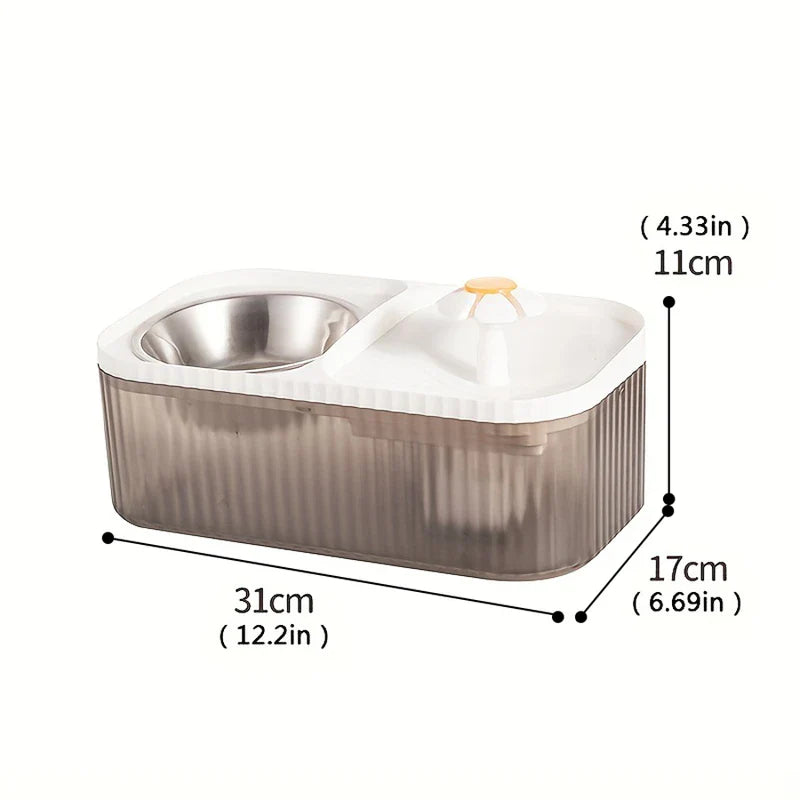 2-in-1 Pet Water Fountain and Food Bowl Set