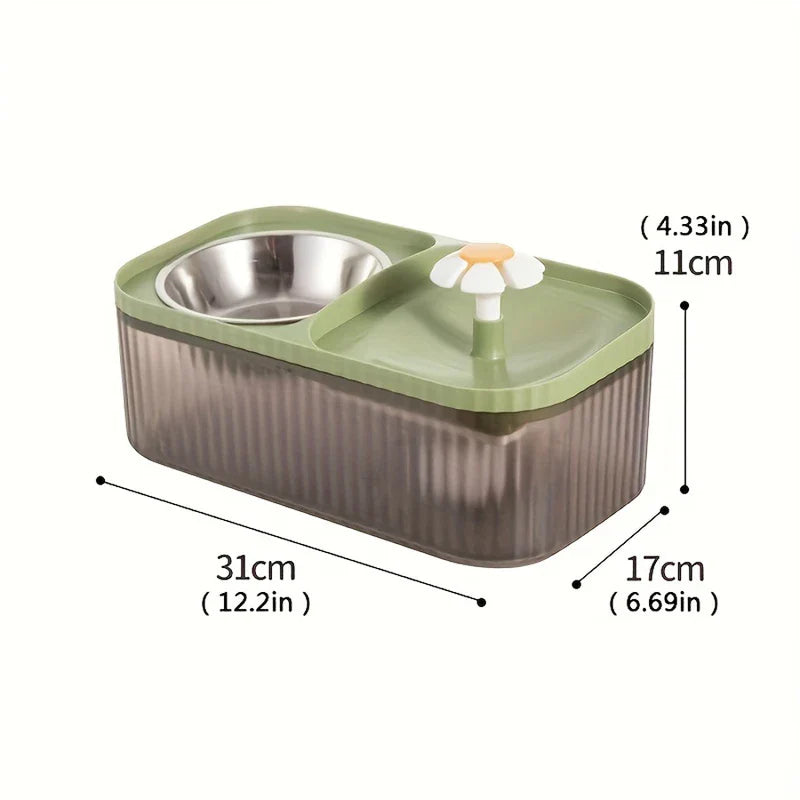 2-in-1 Pet Water Fountain and Food Bowl Set