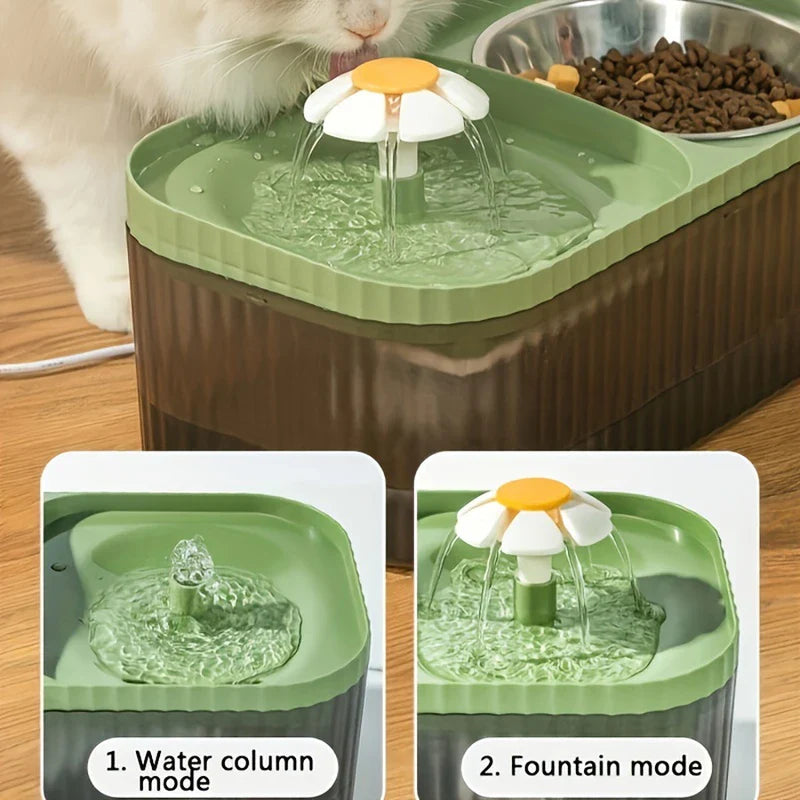 2-in-1 Pet Water Fountain and Food Bowl Set
