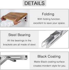 2 PCS Heavy Duty Folding Shelf Brackets - Wall Mounted for Bench Table with Screws