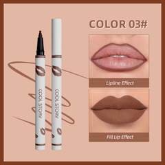 Cool Story Lip Liner - shade 03 warm brown lip liner pencil with lipline and fill lip effect swatches