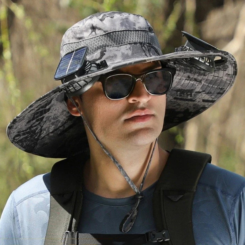 Solar 2 Fans Wide Brim Sun Hat