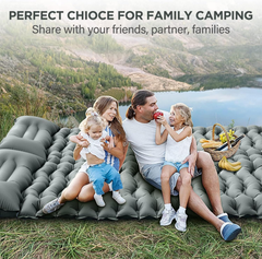 Double Camping Sleeping Pad – 4" Ultra-Thick Foot-Pump Design