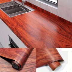 Peel & Stick Wood Grain Wallpaper - Waterproof, Oil-Resistant Vinyl Film for Kitchen, Bathroom, Furniture Makeover - Easy Apply & Remove
