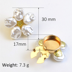 Pearl & Flower Decorated Shirt Button Placket