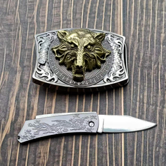 Retro Western-Style Belt with Concealed Lighter/Dagger
