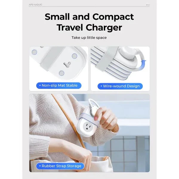 Travel Power Strip, ORICO 4 Outlets 2 USB Ports (1 USB C) with 4FT Wrapped Short Extension Cord Small Power Strip New HomeGoods