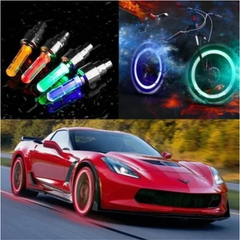 Weatherproof LED Tyre Lights compatible with US and UK tire valves.