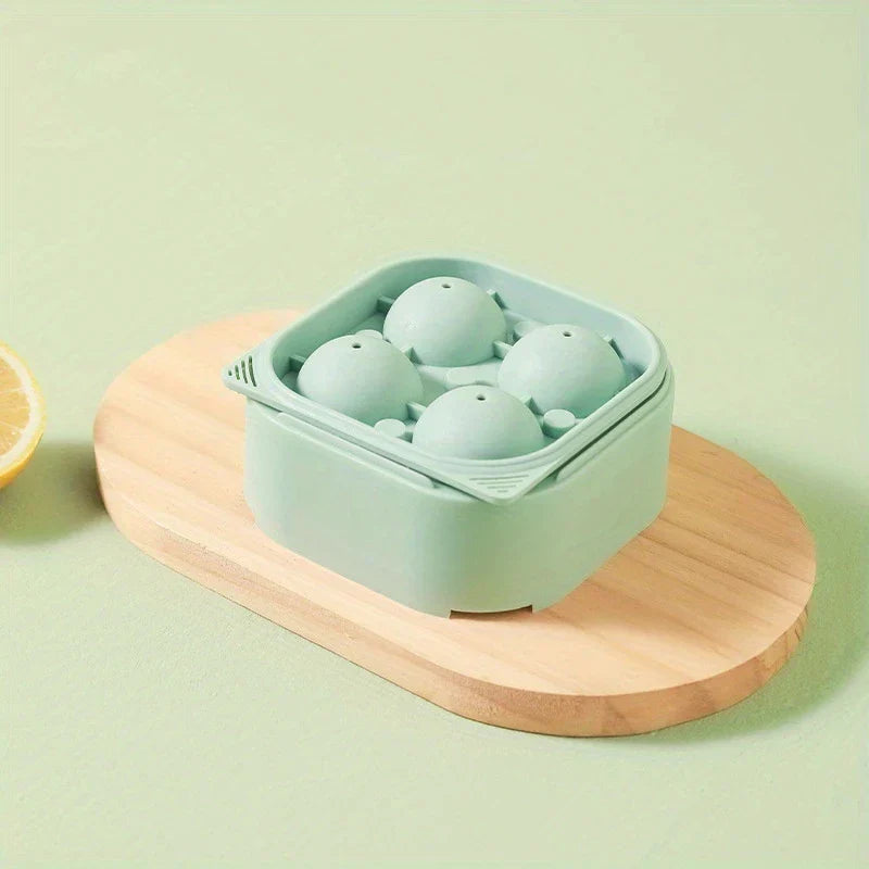 4-Cavity Large Sphere Ice Ball Mold Tray With Lid