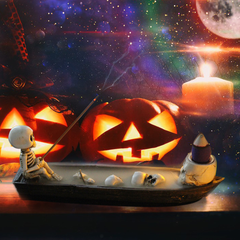 Skeleton Ship Backflow Incense Burner – Gothic Ceramic Decor with Mesmerizing Waterfall Smoke Effect
