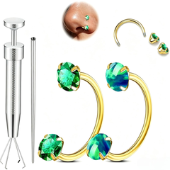 Horseshoe Gem Nose Ring Set – Internally Threaded & Comfortable