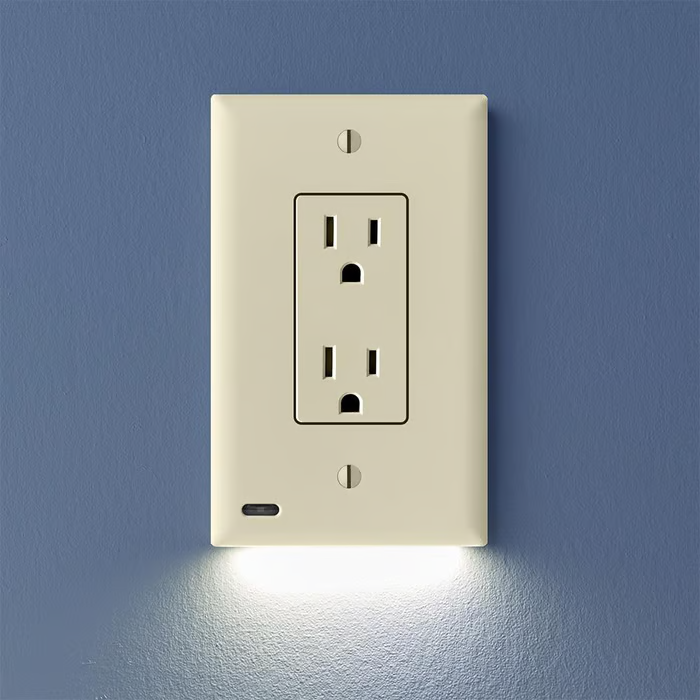 Outlet Wall Plate With Led Night Lights-No Batteries Or Wires [UL FCC CSA CERTIFIED] New HomeGoods