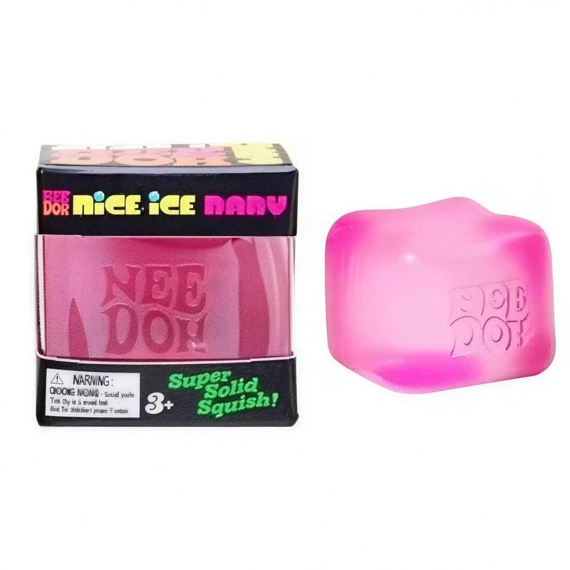 NEE DOH Nice Cube PINK squishy stress relief toy in retail packaging 