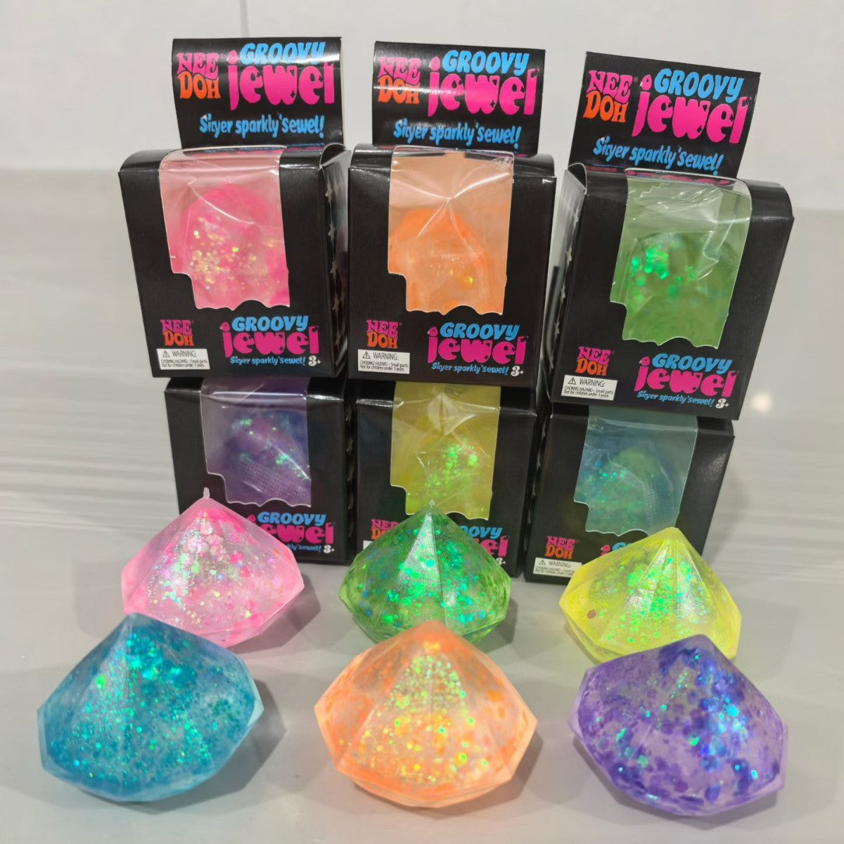 Nee Doh Groovy Jewel colorful sparkly squeeze fidget toys full set