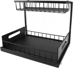 ANGGREK Under Sink Storage Organizer, Slide Out Sink Shelf L Shape Bla