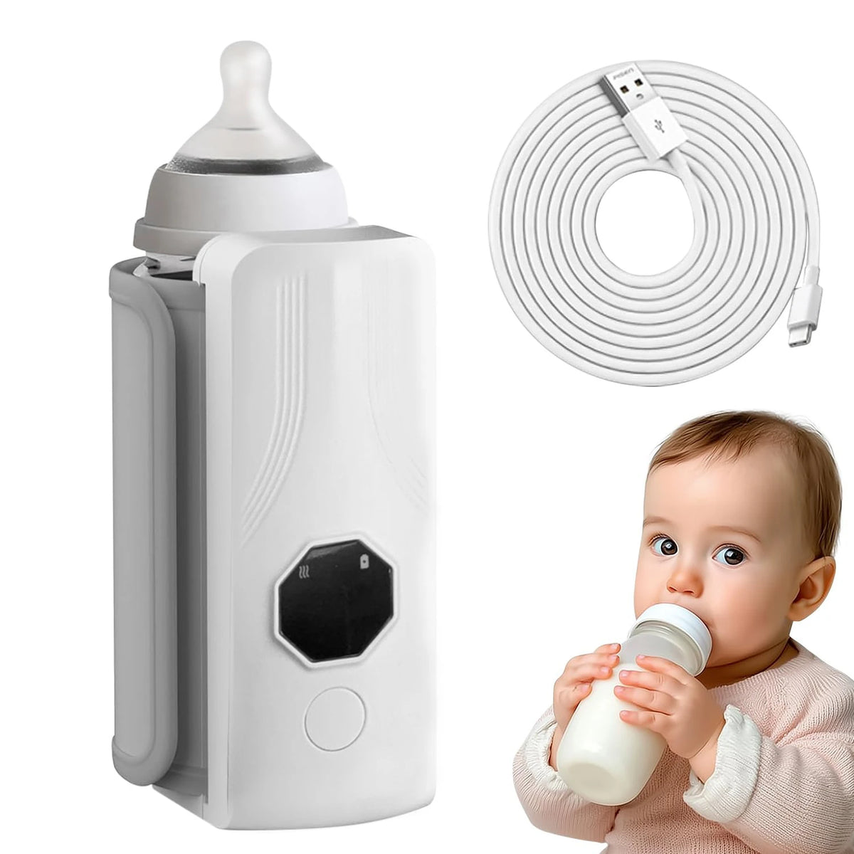 Portable Bottle Warmer USB Rechargeable for Travel and Baby Feeding