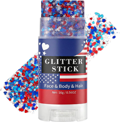 Red White and Blue Face Hair Body Glitter Stick