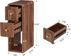 Wooden Narrow Nightstands with 2 DrawersSkinny Night Stand