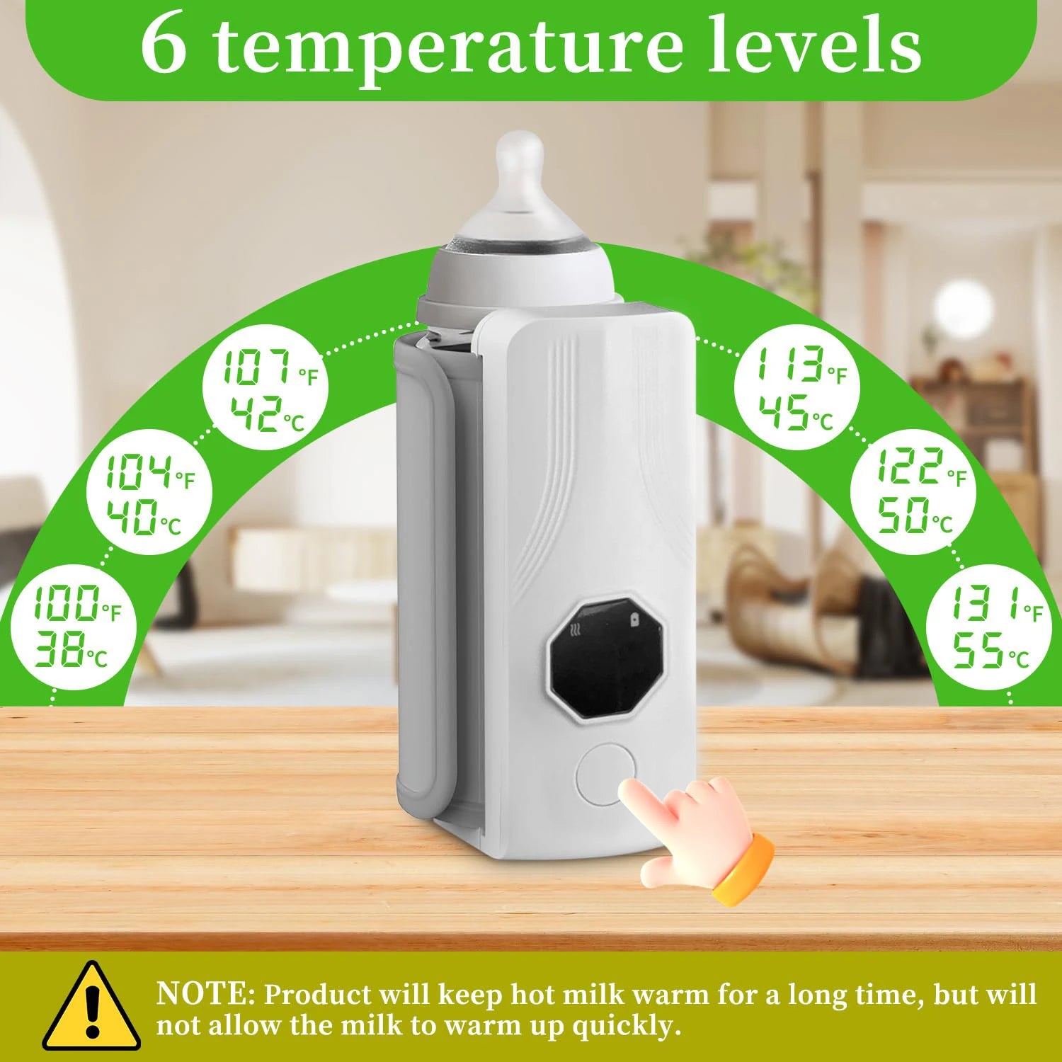 Portable Bottle Warmer USB Rechargeable for Travel and Baby Feeding