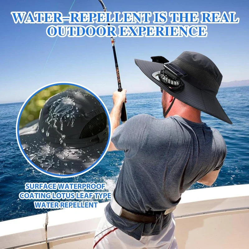 Solar 2 Fans Wide Brim Sun Hat