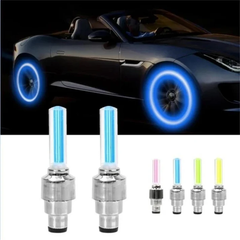Weatherproof LED Tyre Lights compatible with US and UK tire valves.