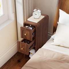 Wooden Narrow Nightstands with 2 DrawersSkinny Night Stand