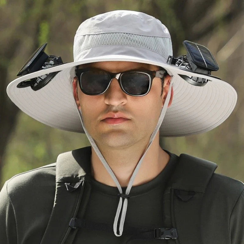 Solar 2 Fans Wide Brim Sun Hat