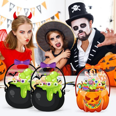 Halloween Treat Bags with Handles – Pumpkin & Cauldron Goodie Bags