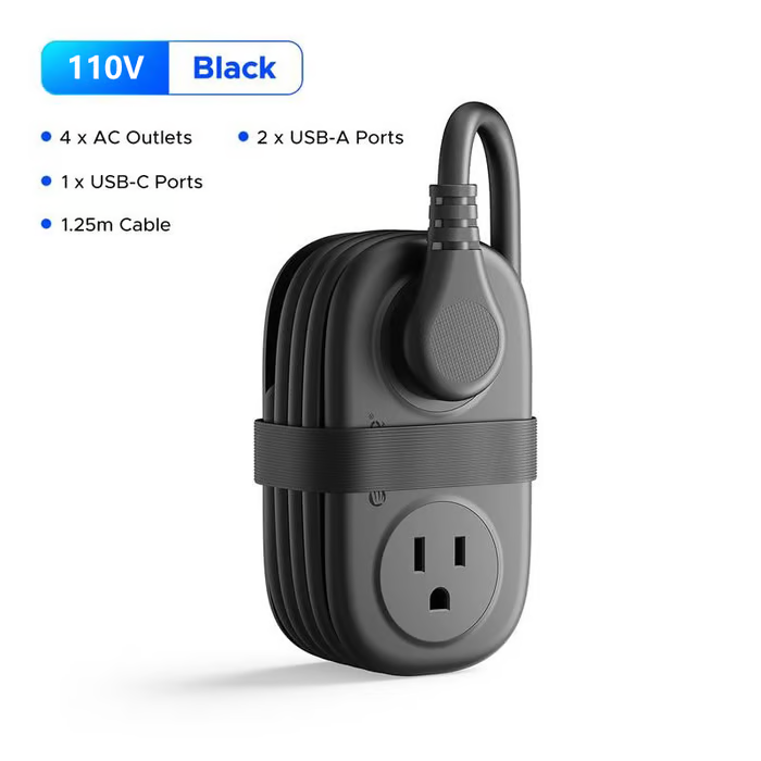 Travel Power Strip, ORICO 4 Outlets 2 USB Ports (1 USB C) with 4FT Wrapped Short Extension Cord Small Power Strip New HomeGoods