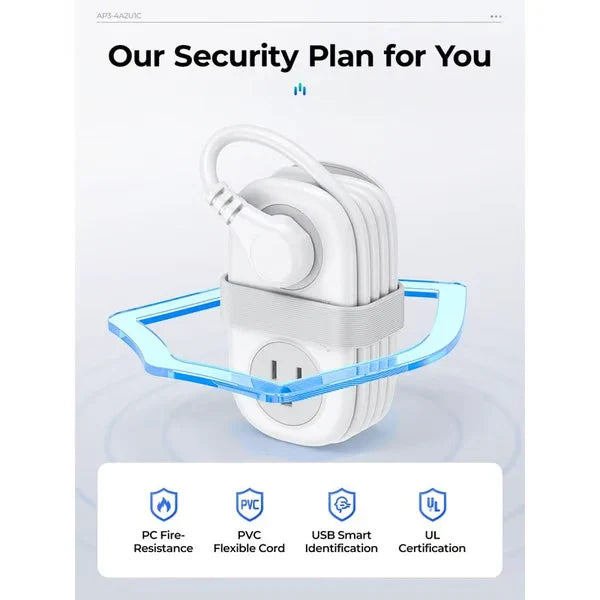 Travel Power Strip, ORICO 4 Outlets 2 USB Ports (1 USB C) with 4FT Wrapped Short Extension Cord Small Power Strip New HomeGoods