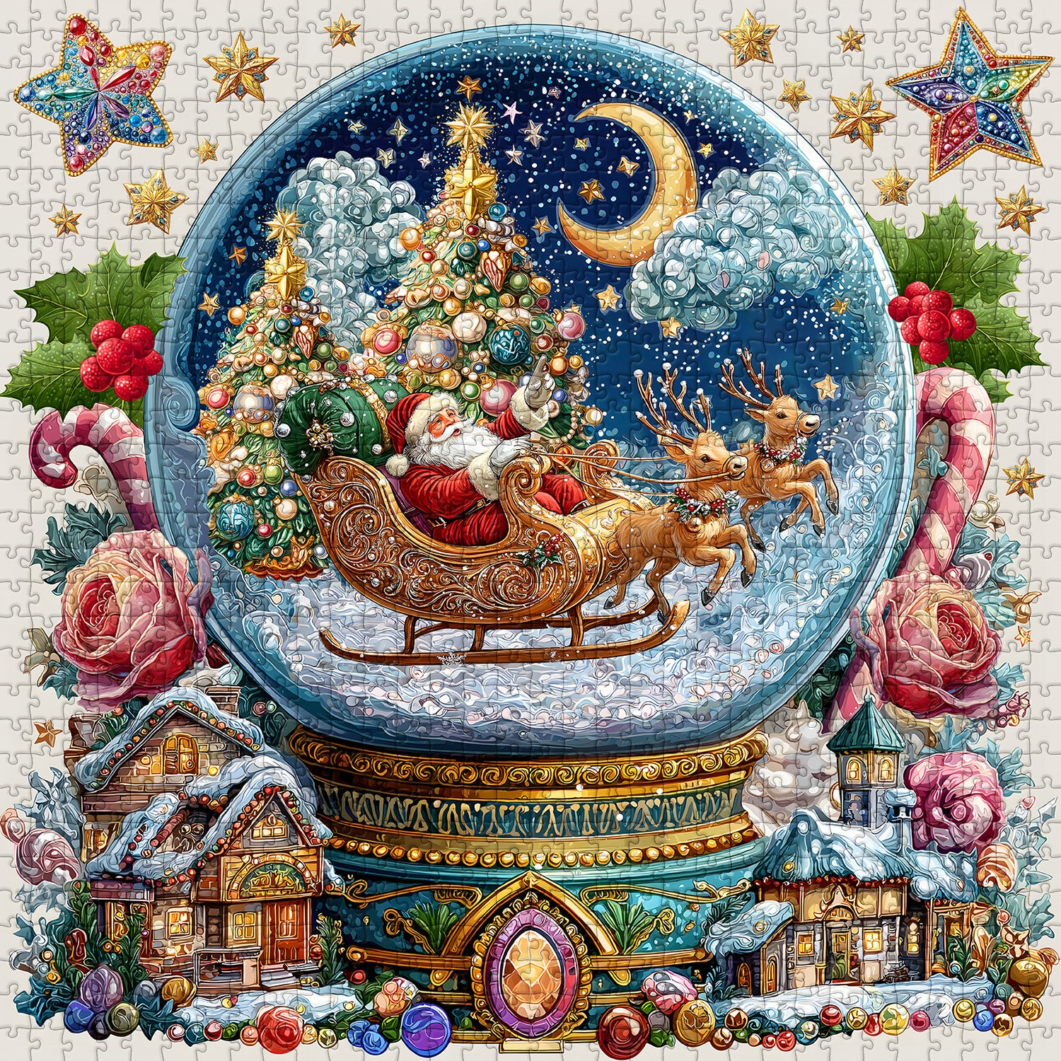 Christmas Crystal Ball Jigsaw Puzzles 1000 Pieces New HomeGoods