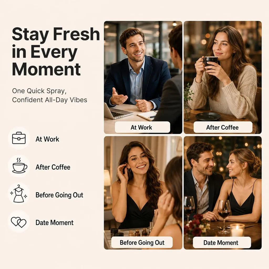 Stay fresh in every moment with Zdeer oral spray at work, after coffee, before going out, date moments