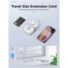 Travel Power Strip, ORICO 4 Outlets 2 USB Ports (1 USB C) with 4FT Wrapped Short Extension Cord Small Power Strip New HomeGoods