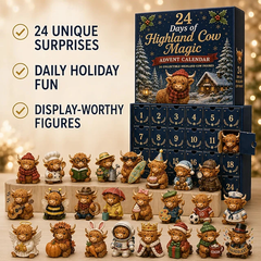 24-Day Highland Cow Advent Calendar – 24 Cute Christmas Collectible Figures