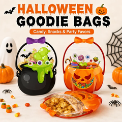 Halloween Treat Bags with Handles – Pumpkin & Cauldron Goodie Bags