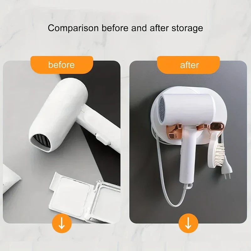 Adhesive Wall Mount Hair Dryer Holder Organizer Rack